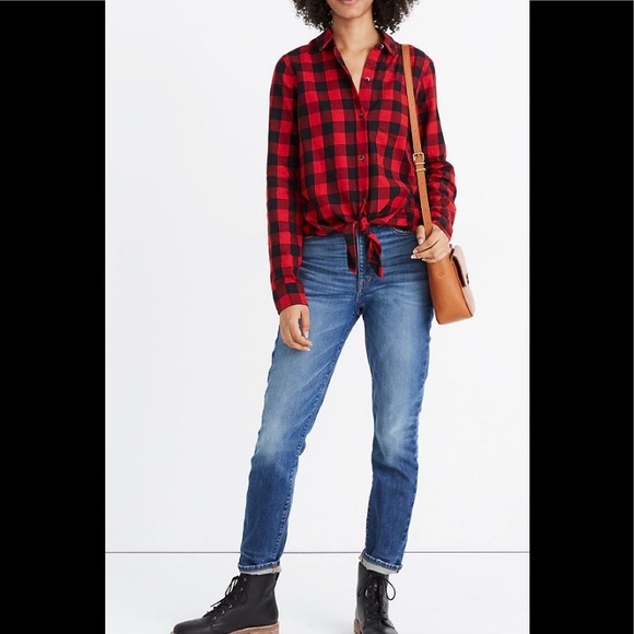 Madewell Tops - Madewell Flannel Tie-Front Shirt in Buffalo Check
